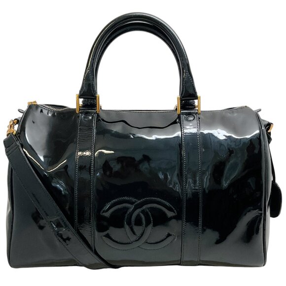 Chanel Vintage Black Patent Timeless Boston Bag - Picture 1 of 8